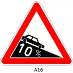 危険な降下の三角形の道路標識のベクトル描画
