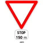 Stop in 150m weg teken vector afbeelding