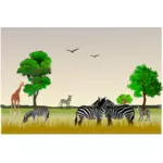 Afrikanska djurlivet landskap vektorbild