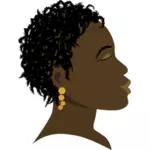 Gözlerin kapalı profil vektör çizim ile Afrikalı kız