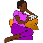 महिला पढ़ना और आराम करना