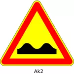 Vector de la imagen de señal de tráfico temporal triangular de camino lleno de baches
