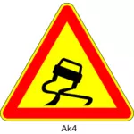 Imagem vetorial de sinal de trânsito temporário triangular de estrada escorregadia