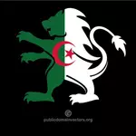 Heraldyczny lew z flaga Algierii