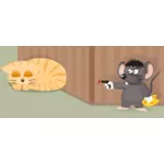 Vector afbeelding van een muis met een pistool