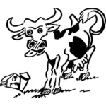 Корова и сарай векторные картинки