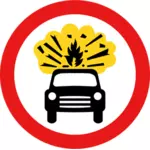 Brak pojazdów przewożących materiały wybuchowe wektor znak