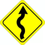 蜿蜒的道路警告标志颜色矢量图像