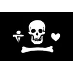 Pirat flaggan hjärta och ben vektorbild