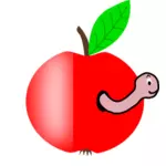 Kırmızı elma yeşil yaprak vektör çizim ile