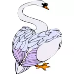 Swan dengan bulu-bulu ungu vektor klip seni