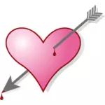 Vektorgrafikk utklipp av et hjerte gjennomboret med en pil