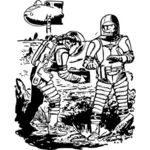 Ilustraţie vectorială de bărbaţi în costume de protectie
