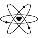 Bild av systemet av en atom i svart och vitt