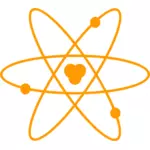 Ilustrare a diagrama unui atom în culoarea portocalie