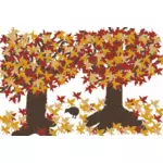 أشجار الخريف مع مقطع ناقلات الطيور الفن