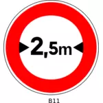 Vectorafbeeldingen van geen toegang voor voertuigen waarvan de breedte groter is dan 2,5 meter verkeer teken