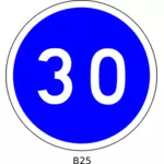 30 英里/小时的速度限制蓝色矢量剪贴画圆法国道路标志牌上写