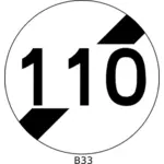 Wektor clipart końcowego znaku drogowego ograniczenia prędkości 110 km/h