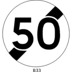Grafika wektorowa limitu prędkości 50 km/h kończy znak drogowy