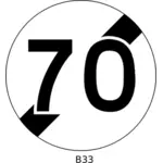 यातायात संकेत वेक्टर चित्रण 70 मील प्रति घंटे की गति सीमा के समाप्त होता है