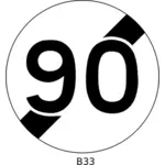 Vector drawing of 90mph speed limit ends traffic sign