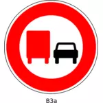 Nie wyprzedzania dla pojazdów o masie brutto pojazdu ponad 3,5 tony znak drogowy grafiki wektorowej