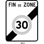 Vectorafbeeldingen van einde van 30mph maximum snelheid verkeersbord