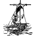 Vector drawing of scout pioneering raft