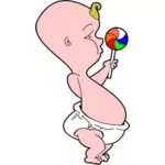 התינוק עם סוכריה על מקל