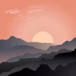 Solen gjemmer seg bak fjellet