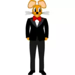 2D humanoid mouse di gambar vektor tuxedo