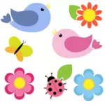 Blumen und Vögel