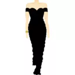 בובת ראש בתמונה וקטורית השמלה השחורה
