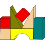 Vetor desenho de blocos de construção de cor de madeira