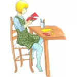 فتاة شقراء القيام الحرف اليدوية على طاولة