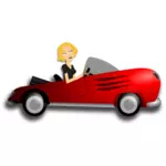 Blondie gadis mengemudi coupe vektor gambar