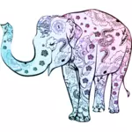 Blue floral elephant vector graphics