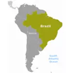 Brasilien plats karta vektorbild