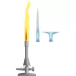 Image vectorielle du brûleur de laboratoire avec 3 différentes flammes