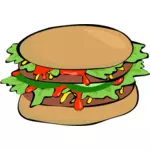 Burger dengan salad dan saus tomat