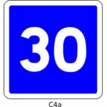 rychlostí 30mph omezení modré čtvercové francouzský roadsign vektorové ilustrace
