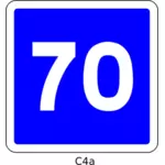 70mph nopeusrajoitus sininen neliö Ranskalainen roadsign vektori piirustus