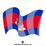 柬埔寨国旗挥舞