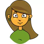 Uzun saçlı kız avatar vektör çizim