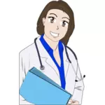 Tecknad kvinnlig läkare