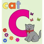 Gato con letra del alfabeto C