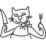 בתמונה וקטורית של חתול מוכן לאכול
