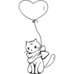 Gato e balão de coração