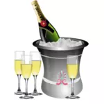 Champagne serving vector illustration